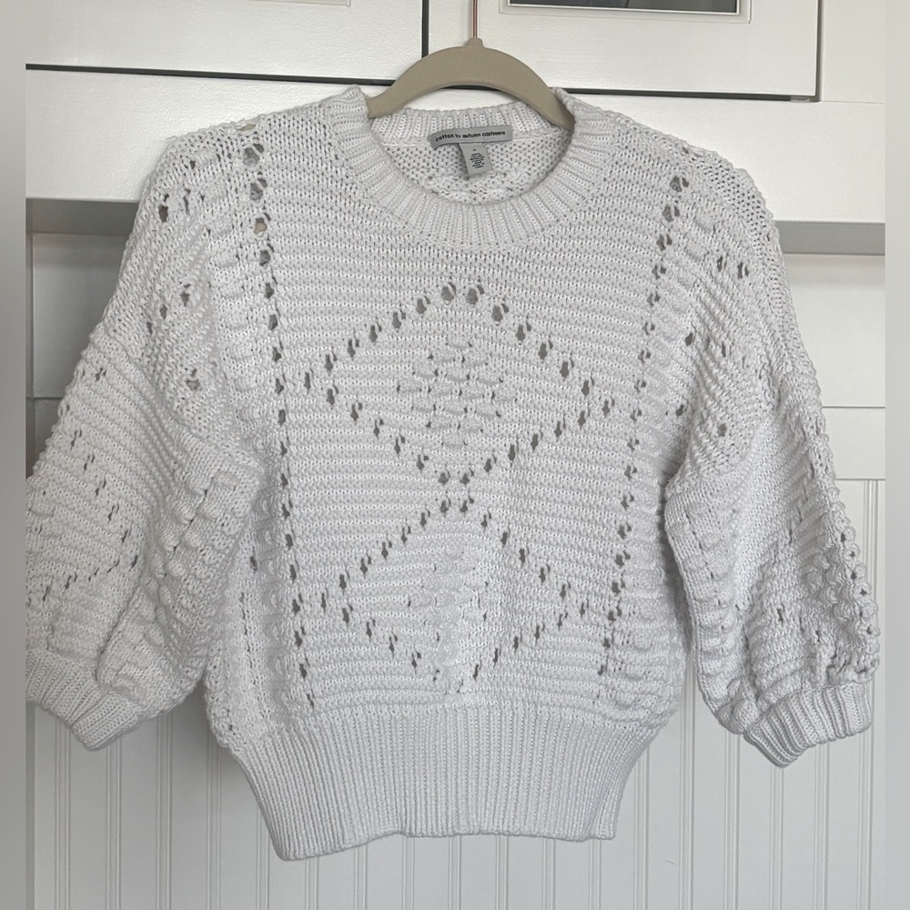 Cotton by Autumn Cashmere Crewneck Sweater in White Size Small